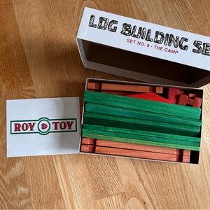 EUC Roy Toy Log Building Set No. 9 "The Camp" with 37 Pine Log Pieces